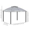 10' x 12' Outdoor Gazebo, Patio Gazebo Canopy Shelter w/ Double Vented Roof