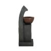 9.4x9.1x23.8" Black and Brown Sculptural Water Fountain with Bowl Basin