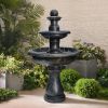 45.2inches High Concrete Outdoor Waterfall Fountain with Pump