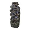 47.2inches Rock Outdoor Water Fountain with Led Lights