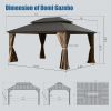 10' X 14'  Aluminum Metal Gazebo with Galvanized Steel Double Roof Canopy