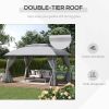 10' x 13' Patio Gazebo Canopy, Double Vented Roof, Steel Frame, Gray