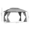 10' x 13' Patio Gazebo Canopy, Double Vented Roof, Steel Frame, Gray