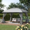 10' x 13' Patio Gazebo Canopy, Double Vented Roof, Steel Frame, Gray
