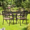 Set of 2 Cast Aluminum Patio Dining Chairs with Cushions