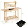 Garden Potting Bench Workstation Table with Sliding Tabletop Sink Shelves