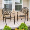 Set of 2 Cast Aluminum Patio Dining Chairs