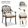 Set of 2 Cast Aluminum Patio Dining Chairs with Cushions