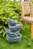 13.4x9.4x21.5" Decorative 4 Tier Blue Nautilus Shell Water Fountain with Light