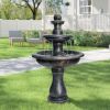 45.2inches High Concrete Outdoor Waterfall Fountain with Pump