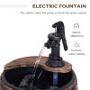 Water Fountain Wood and Metal Rustic Apple Barrel Pump