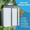 5 X 3 Ft Galvanized Metal Garden Shed With Lockable Doors