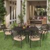 Set of 2 Cast Aluminum Patio Dining Chairs with Cushions