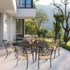 Set of 2 Cast Aluminum Patio Dining Chairs with Cushions