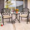 Set of 2 Cast Aluminum Patio Dining Chairs with Cushions
